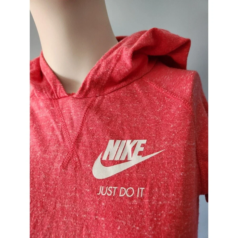 Nike Pink Hoodie Organic Dress Pockets Girl's Swim Beach Cover Up Shirt Sz Large
